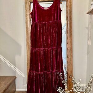 Natural Life Karlie Velvet Maxi Dress in Berry - Medium
